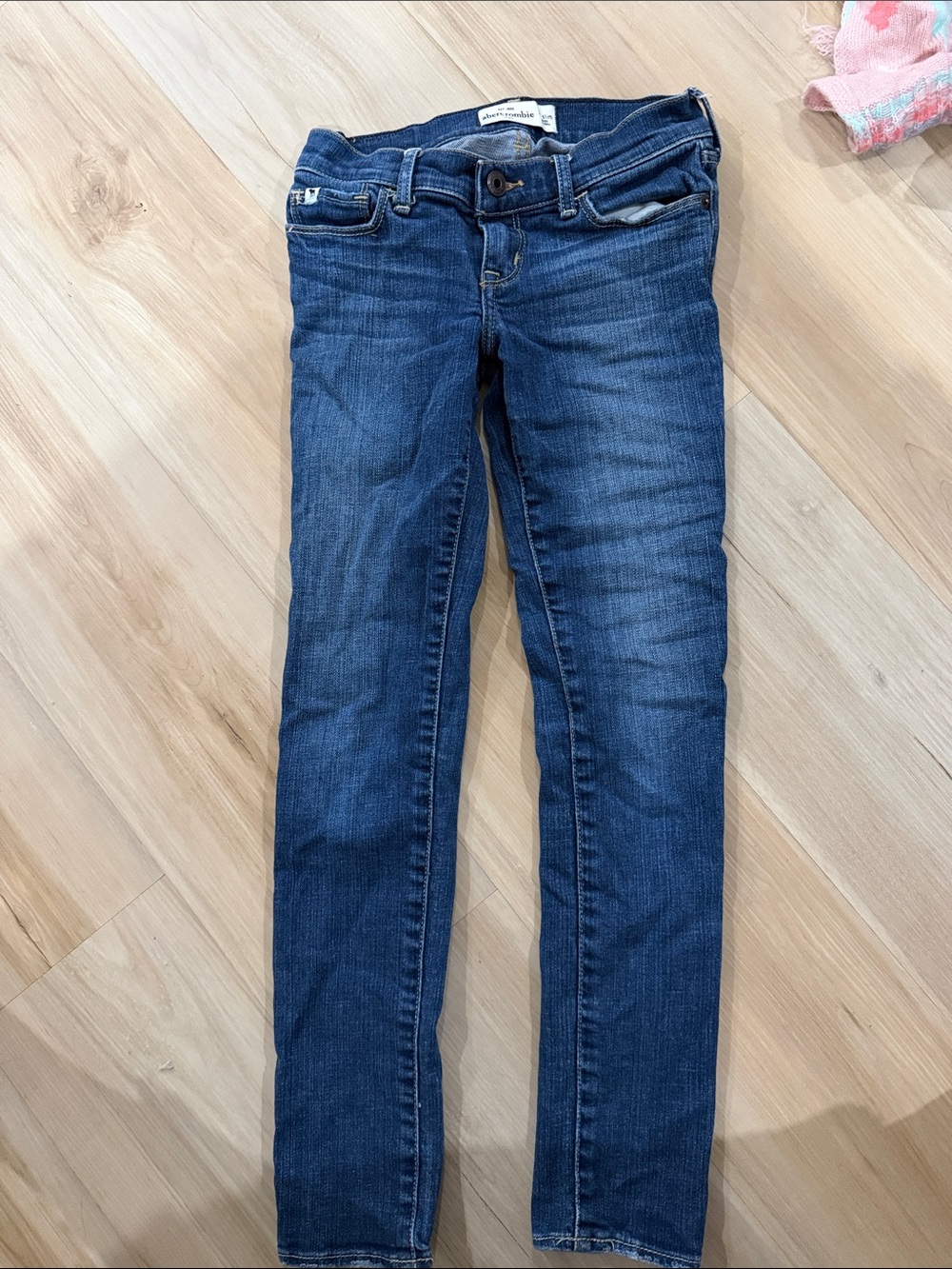 abercrombie kids blue skinny jeans